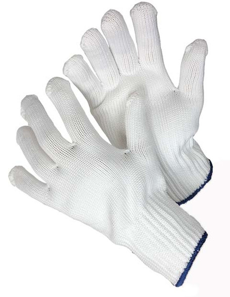 Major Glove 50-2500M Polyester String Knit, Blue Hem, Medium (12 Pair) 