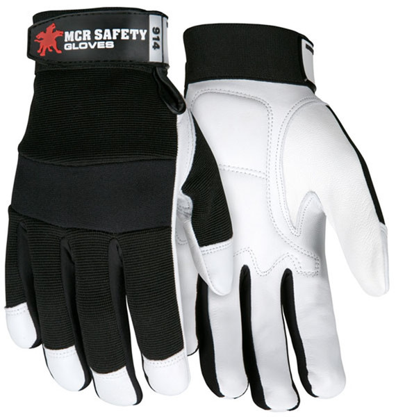 MCR Safety 914M Multi-Task Premium Grain Goatskin Gloves, Size Medium (12 Pair)