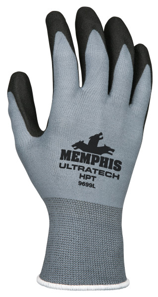 MCR Safety 9699XXL, UltraTech® HPT, 15 Gauge Gray Nylon Shell, Black HPT Palm, XXL (12pr)