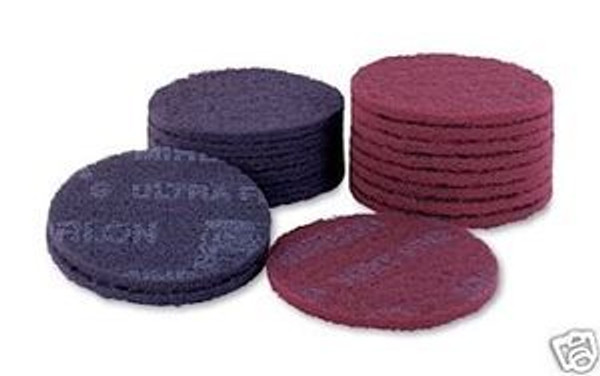 Mirka Mirlon 18-241-449, 6" Very Fine (Maroon) Scuff Pad, 2500 grit (10 Per Box)