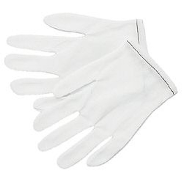 Memphis 8700 Mens White Nylon Inspector Gloves Light Wght, Sz Large (12 Pair)