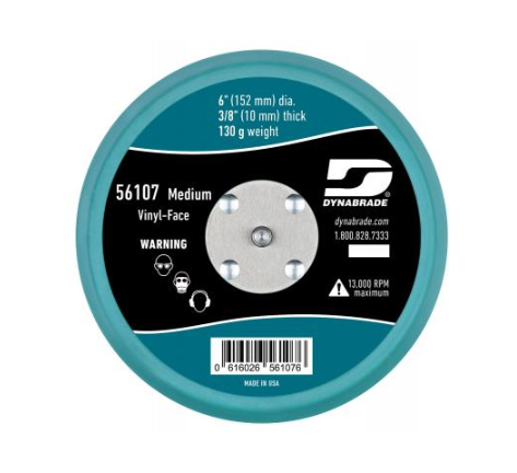 Dynabrade 56107 6" Non-Vac Disc Pad Vinyl-Face 3/8" Thickness