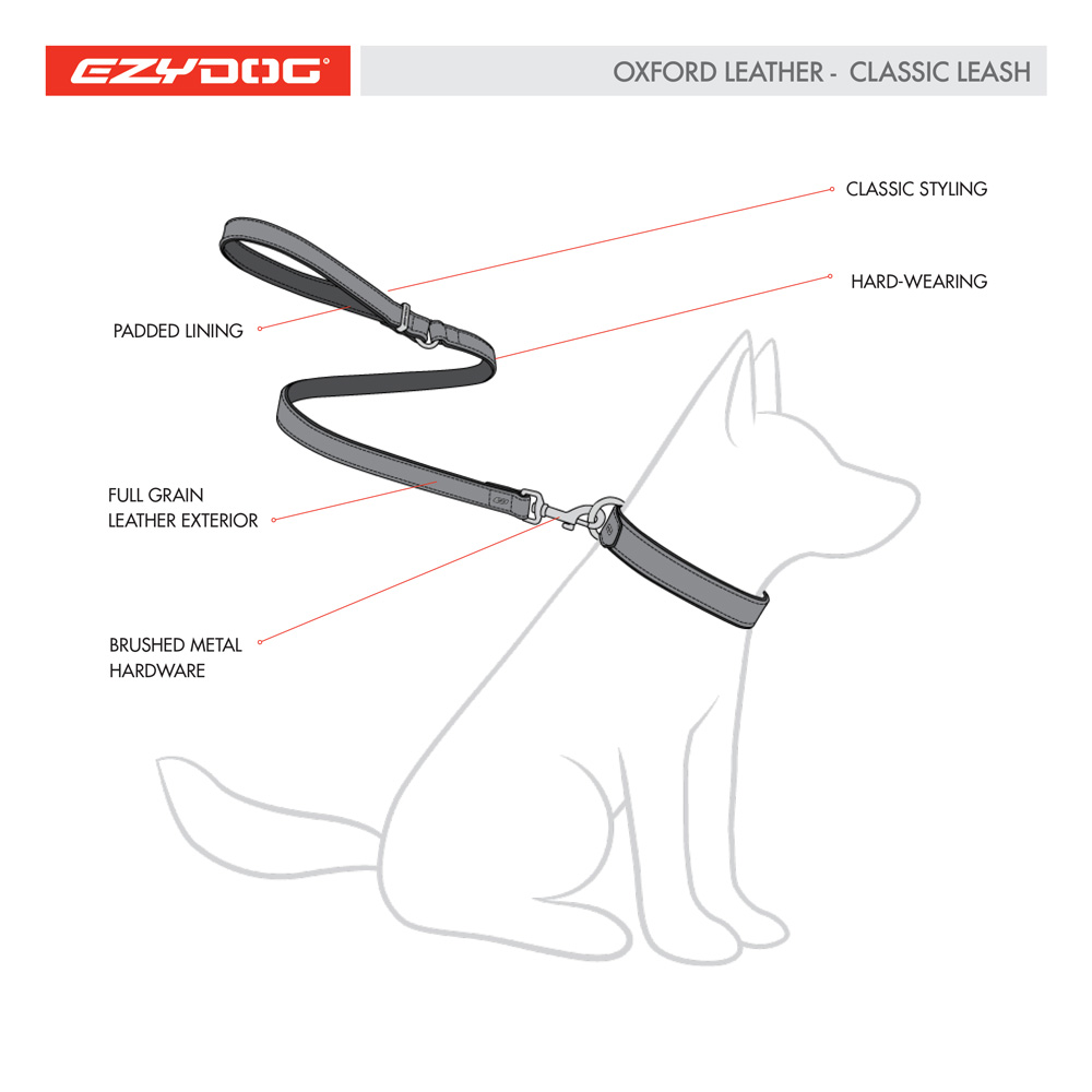 Oxford Leather Leash Features Diagram