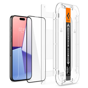 Spigen GLAS.tR EZ Fit Full Cover 2PCS Screen Protector iPhone 15 Pro - Black