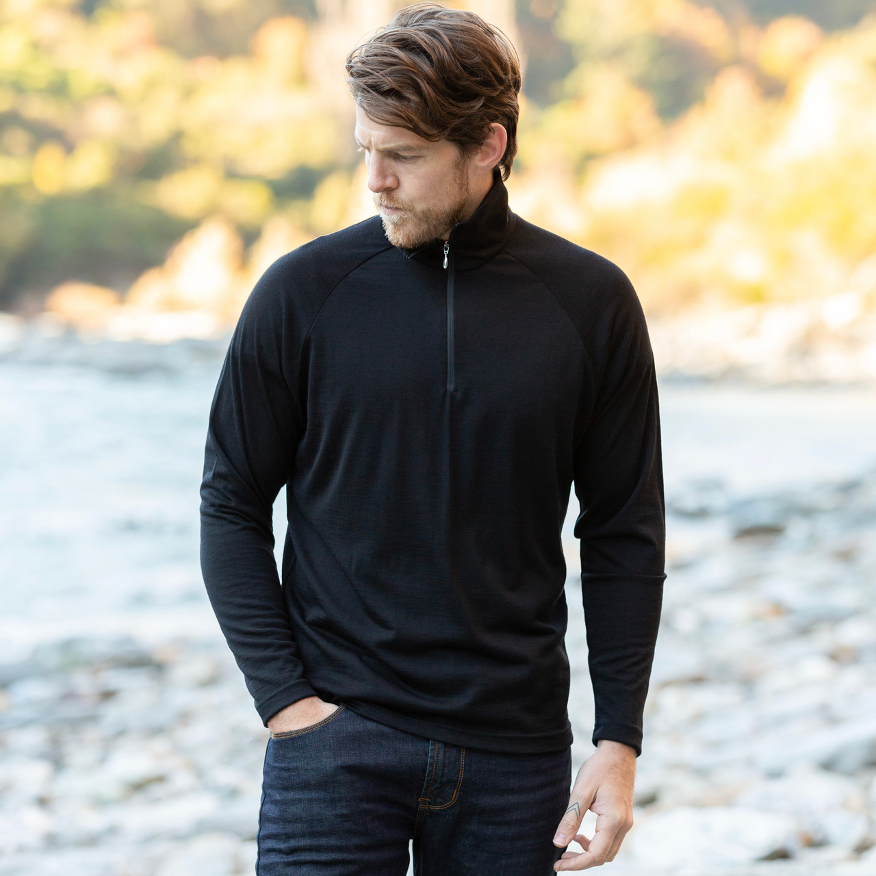 Noble Wilde - Men's Merino Zip Polo Top 