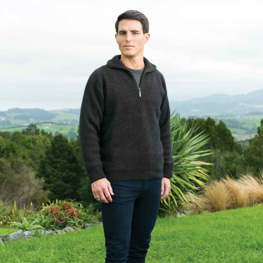 Koru Men's Zip Collar Jumper Mens