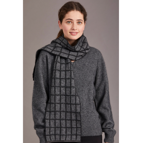 McDonald - Possum & Merino Check Scarf with Lambskin Trim (673) McDonald - Possum & Merino Check Scarf with Lambskin Trim (673)