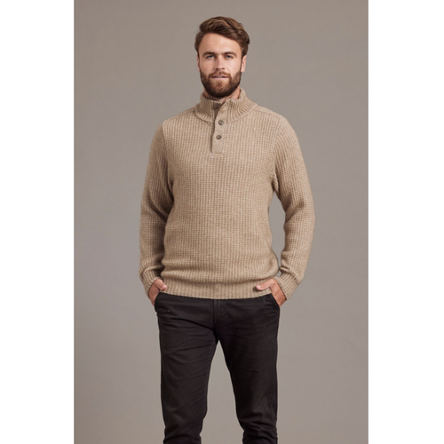 McDonald - Possum & Merino Placket Jumper with Button (6621)Mocha McDonald - Possum & Merino Placket Jumper with Button (6621)Mocha