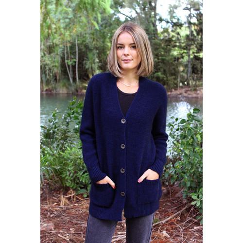 Lothlorian Merino - Possum Boyfriend Cardigan Midnight Lothlorian Merino - Possum Boyfriend Cardigan Midnight