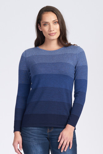 Royal Merino - Wide Neck Graduated Stripe Jumper  (Sale) Royal Merino - Wide Neck Graduated Stripe Jumper  (Sale)
