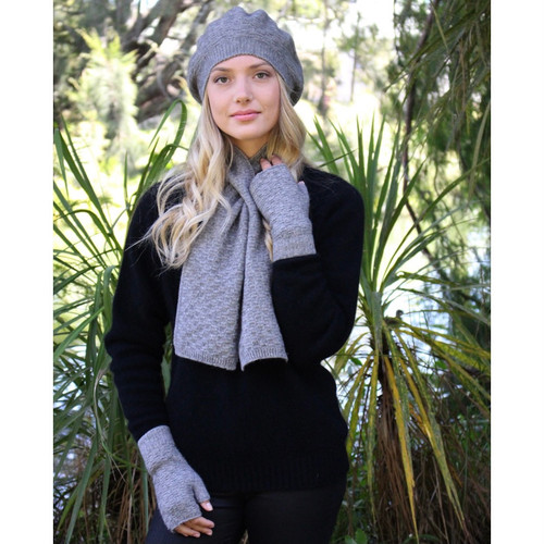 Scarf, beanie, gloves accessory set in colour Silver Scarf, beanie, gloves accessory set in colour Silver