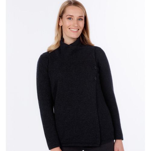 Native World - Merino & Possum Asymmetric Jacket (NS664)Charcoal Native World - Merino & Possum Asymmetric Jacket (NS664)Charcoal