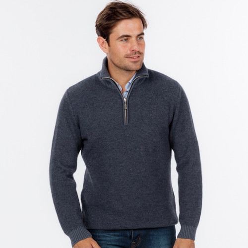 Native World - Merino & Possum Textured Half Zip Sweater (NE338)Sky Native World - Merino & Possum Textured Half Zip Sweater (NE338)Sky