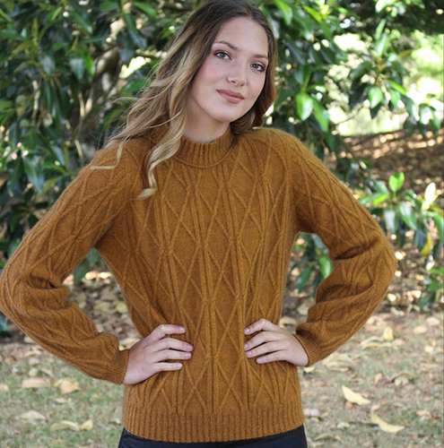 Lothlorian - Merino & Possum Cable Bell Sleeve Jumper Gold Lothlorian - Merino & Possum Cable Bell Sleeve Jumper Gold