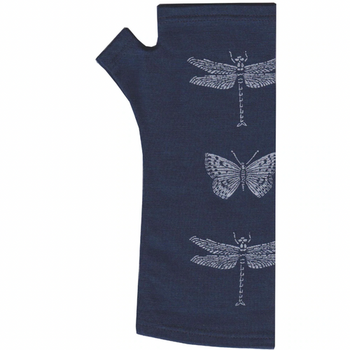 Kate Watts- Printed Merino Glovelets (Dragonfly Print)Ink w Silver Dragonfly Kate Watts- Printed Merino Glovelets (Dragonfly Print)Ink w Silver Dragonfly