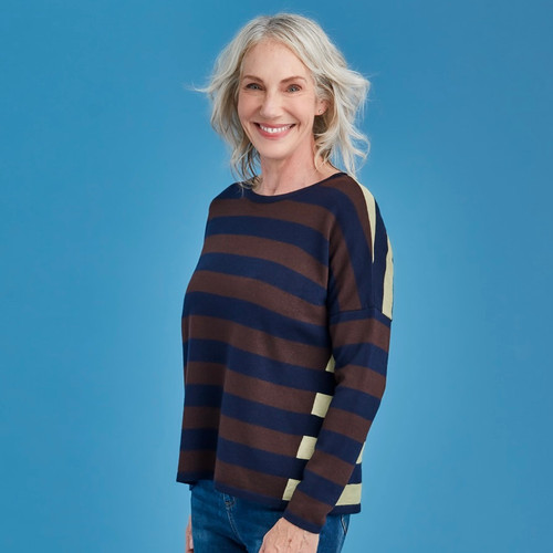 Royal Merino - 100% Merino Striped Drop Shoulder Jumper (RM2592) Avocado Royal Merino - 100% Merino Striped Drop Shoulder Jumper (RM2592) Avocado