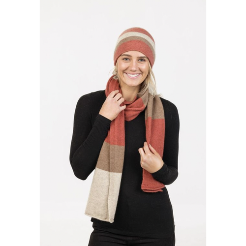 Native World - Possum & Merino Travel Scarf (NX824)Rosewood Stripe Native World - Possum & Merino Travel Scarf (NX824)Rosewood Stripe