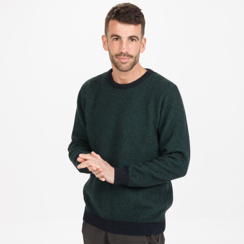 Native World - Merino & Possum Mens Textured Crew (NE428) Deep Sage. Native World - Merino & Possum Mens Textured Crew (NE428) Deep Sage.