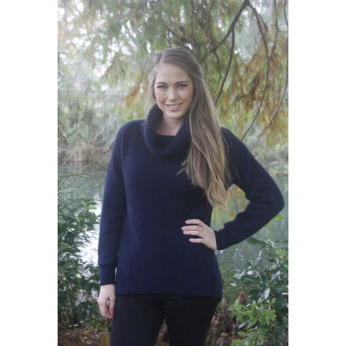 Lothlorian Merino - Possum Curved Hem Cowl Neck Jumper (9843)Midnight Lothlorian Merino - Possum Curved Hem Cowl Neck Jumper (9843)Midnight