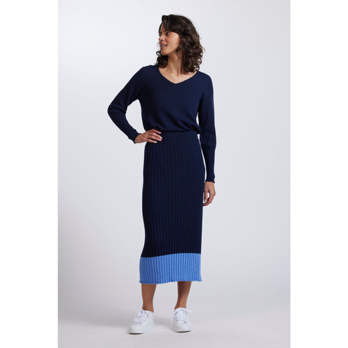 Royal Merino - 100% Merino Rib Skirt (RM3005) Light Navy