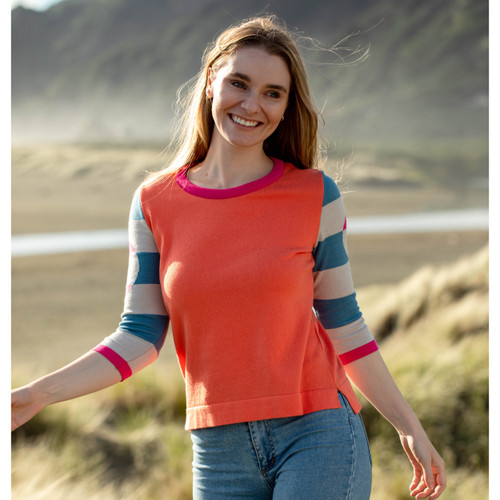 Country Laine - Summer Cotton Fun Sleeve Jumper Papaya Mix Country Laine - Summer Cotton Fun Sleeve Jumper Papaya Mix