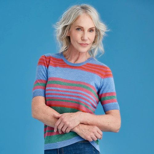  Woman wearing Royal Merino - Variegated Crew T-Shirt (RM3018) in the colour Marble