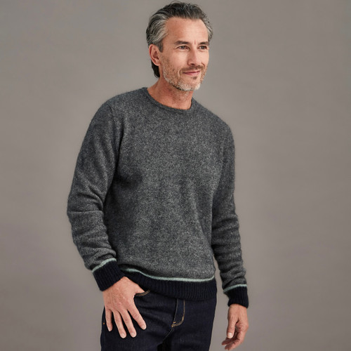 Man wearing McDonald - Merino & Possum Horizon Sweater (6640) in the colour Frost