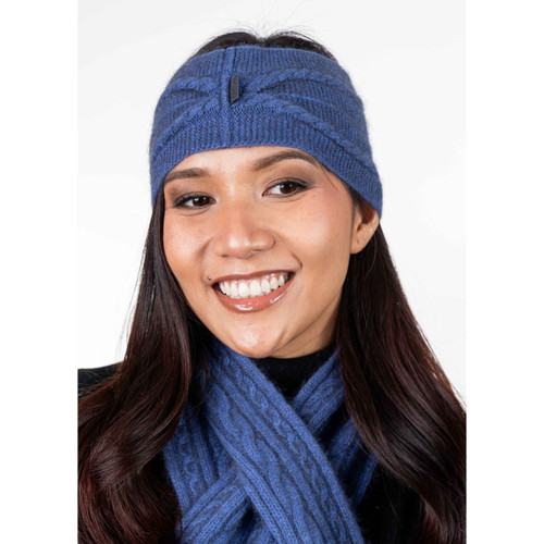 Koru Merino - Possum Cable Headband (KO94)Periwinkle