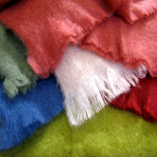 Different Coloured Mohair blanket throws
