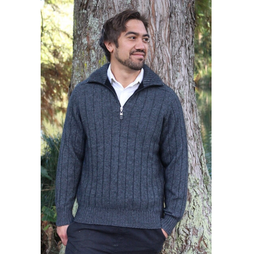 Lothlorian - Zip Collared Sweater (9808)Charcoal  Lothlorian - Zip Collared Sweater (9808)Charcoal