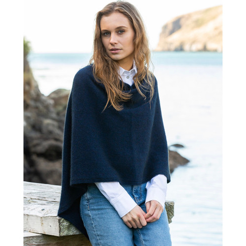 Woman wearing Noble Wilde - Merino & Possum North Cape (NW3086) in the colour Maritime.