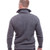 Back view. Male model wearing cable jersey. Grey and black. Back view. Male model wearing cable jersey. Grey and black.