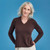 Woman wearing Royal Merino - Long Sleeve Classic High Vee (RM2050HV) in the colour Earth.