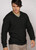 Man wearing the Noble Wilde - Merino & Possum Oxford Vee Sweater (NW1002) in the colour Black. Man wearing the Noble Wilde - Merino & Possum Oxford Vee Sweater (NW1002) in the colour Black.