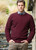 Man wearing the Noble Wilde - Merino & Possum Cambridge Crew Sweater (NW1001) in the colour Port.