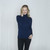 Woman wearing polo neck in colour navy Woman wearing polo neck in colour navy