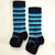 A pair of black with blue stripes Lamington Baby Ahoy Merino Knee-High Socks.