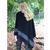 Black/Charcoal multicolour cosset poncho