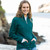 Woman wearing Noble Wilde - Merino & Possum Honeycomb Jacket (NW3149) in the colour Paua.
