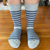 NZ Sock Co - Merino Possum Stripe Sock (FT105)Natural/Denim