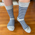 NZ Sock Co - Merino Possum Stripe Sock (FT105)Natural/Denim