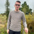 Man wearing Silver Stream - Textured Front Merino Crew Neck Jumper (SM1872) in the colour Mocha.  Man wearing Silver Stream - Textured Front Merino Crew Neck Jumper (SM1872) in the colour Mocha.