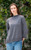 Woman wearing Country Laine - Slant Jumper (CL0115-IND2026) in the colour Dark Grey.