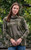 Woman wearing Country Laine -  Cubist Jumper (CL0123L-IND2026) in the colour Olive/Chateau.