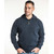 Men’s indigo zip collar jumper in blended Merino and Possum Fur 