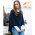 Woman wearing Noble Wilde - Merino & Possum North Cape (NW3086) in the colour Maritime. Woman wearing Noble Wilde - Merino & Possum North Cape (NW3086) in the colour Maritime.
