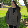 Brown pure wool Aran cardigan