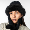 Koru Merino - Possum Fur Trim Beanie (KO200)Black/Black