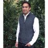 Lothlorian - Merino & Possum Men's Rib Zip Vest (9823)Denim