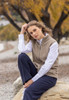 Woman wearing Noble Wilde - Merino & Possum Gilet Zip Vest (NW3101) in the colour Oyster. 